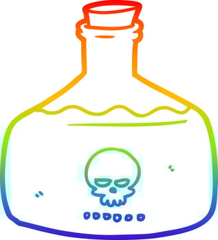 rainbow gradient line drawing cartoon vial of assassin poison vector