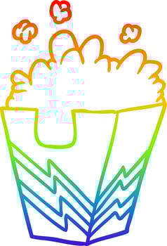 rainbow gradient line drawing box of popcorn vector