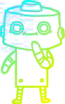 cold gradient line drawing cartoon robot vector