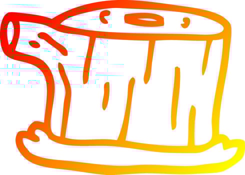 warm gradient line drawing cartoon tree log vector