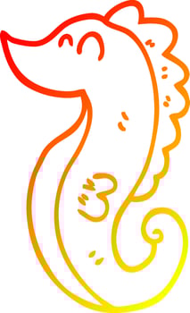 warm gradient line drawing cartoon sea horse vector