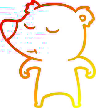 warm gradient line drawing happy cartoon bear vector