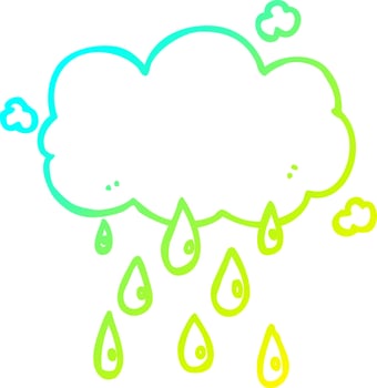 cold gradient line drawing cartoon cloud raining vector