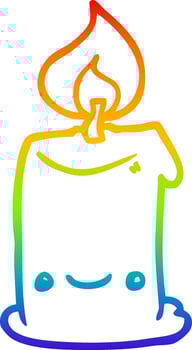 rainbow gradient line drawing cartoon candle vector