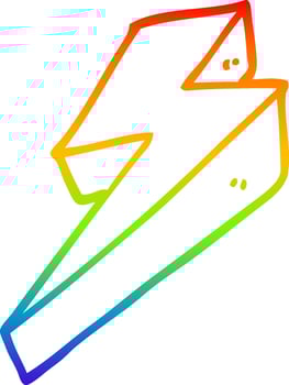 rainbow gradient line drawing cartoon thunder bolts vector