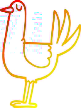 warm gradient line drawing cartoon tall bird vector