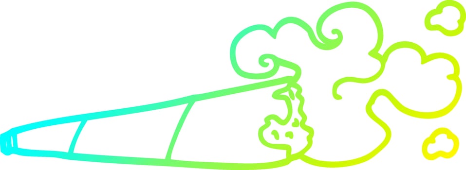 cold gradient line drawing cartoon rolled cigarette vector