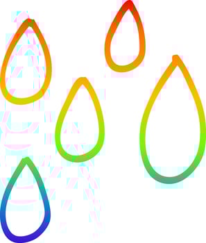 rainbow gradient line drawing cartoon green paint droplets vector