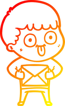 warm gradient line drawing cartoon man staring vector