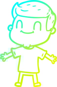 cold gradient line drawing cartoon friendly man vector