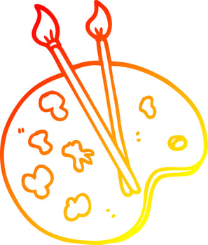 warm gradient line drawing cartoon artist palette vector