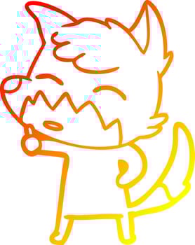 warm gradient line drawing cartoon fox vector
