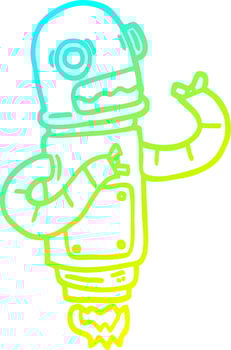 cold gradient line drawing cartoon flying robot vector