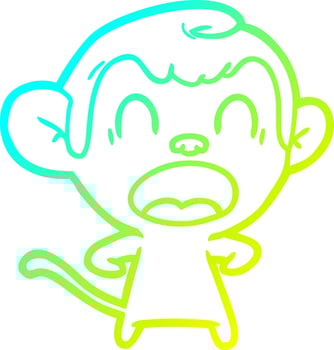 cold gradient line drawing shouting cartoon monkey vector