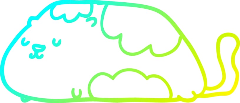 cold gradient line drawing cartoon cat vector