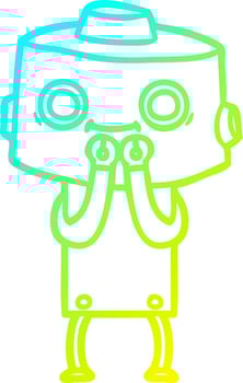 cold gradient line drawing cartoon robot vector