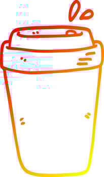 warm gradient line drawing cartoon coffee cup vector