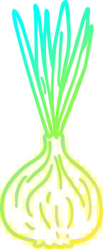 cold gradient line drawing cartoon sprouting onion vector