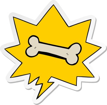 cartoon bone and speech bubble sticker vector