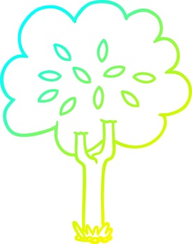 cold gradient line drawing cartoon tree vector