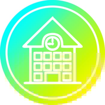 school house circular in cold gradient spectrum vector