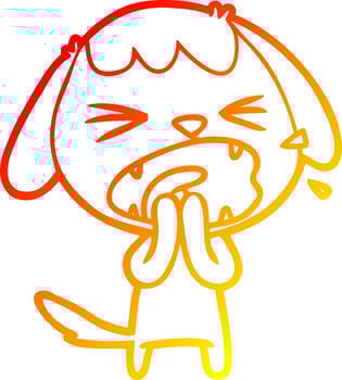 warm gradient line drawing cute cartoon dog barking vector