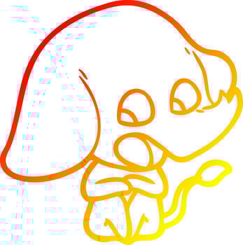 warm gradient line drawing cute cartoon elephant vector