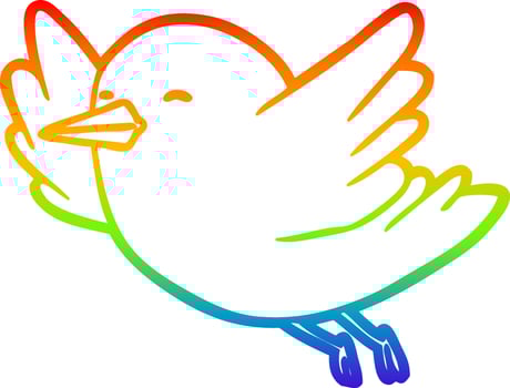 rainbow gradient line drawing bird flying vector
