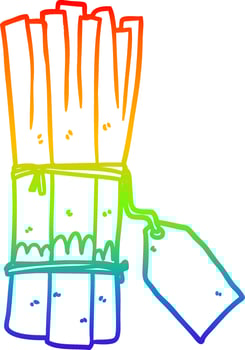 rainbow gradient line drawing organic bunch of leeks vector
