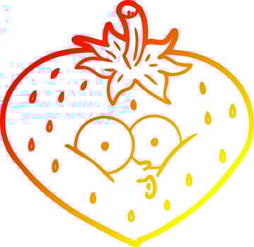 warm gradient line drawing cartoon strawberry vector