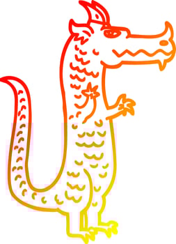 warm gradient line drawing cartoon magical dragon vector