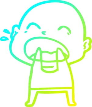 cold gradient line drawing cartoon shouting bald man vector