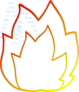 warm gradient line drawing cartoon fire explosion vector