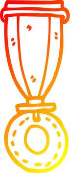 warm gradient line drawing cartoon medal vector