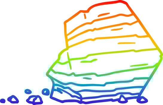 rainbow gradient line drawing cartoon large rock vector