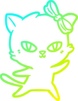 cold gradient line drawing cute cartoon cat vector
