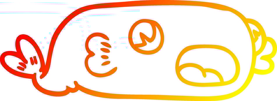 warm gradient line drawing cartoon fish vector