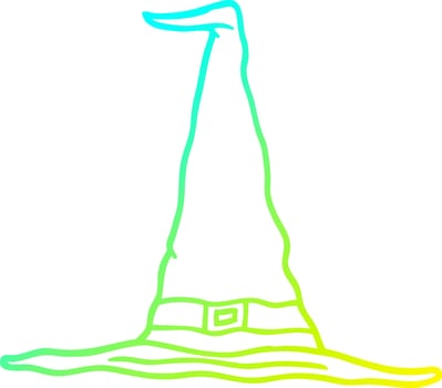 cold gradient line drawing cartoon witch hat vector