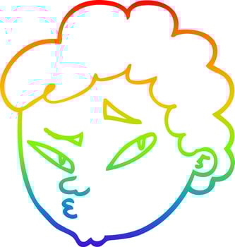 rainbow gradient line drawing cartoon suspicious man vector