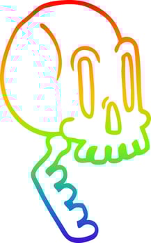 rainbow gradient line drawing cartoon skull vector