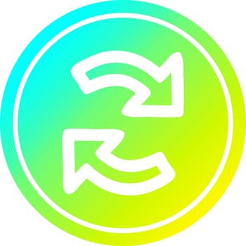 recycling arrow circular in cold gradient spectrum vector