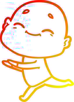 warm gradient line drawing happy cartoon bald man vector
