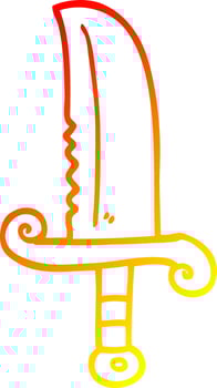 warm gradient line drawing cartoon jeweled sword vector