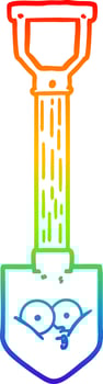 rainbow gradient line drawing cartoon shovel vector