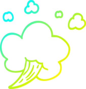 cold gradient line drawing cartoon gust of air vector