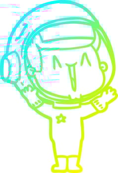 cold gradient line drawing happy cartoon astronaut vector