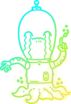 cold gradient line drawing cartoon alien vector