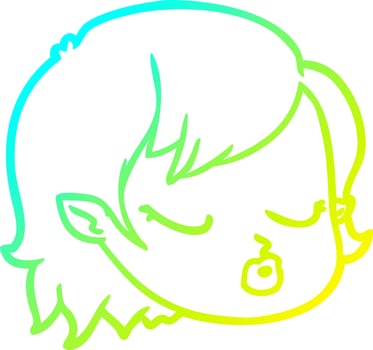 cold gradient line drawing cartoon vampire girl face vector