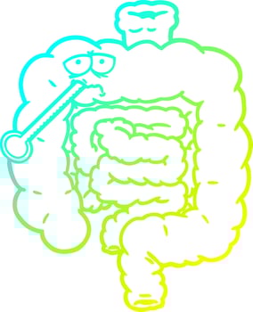 cold gradient line drawing cartoon unhealthy intestines vector
