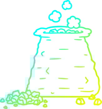 cold gradient line drawing cartoon sack of coal vector